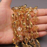 ☄  APDGG  1 Citrine Gold Plated Fashion Bezel Set Chain Paperclip Neck Necklace Making