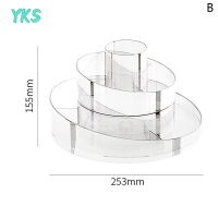 ?【Lowest price】YKS กล่องเก็บเครื่องสำอางแบบใสถาดหมุนโต๊ะแต่งตัวลิปสติกในห้องน้ำชั้นวางผลิตภัณฑ์ดูแลผิวอุปกรณ์แต่งหน้า