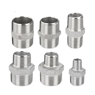 Thicker 1/8 1/4 3/8 1/2 3/4 1 BSP Male Thread 304 Stainless Steel Hex Nipple Union Pipe Fitting Connector Coupler Adapter