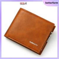 BETTERFORM จุได้มาก กระเป๋าสตางค์ ZERO Wallet แปรงกันขโมย RFID มัลติฟังก์ชั่ กระเป๋าใส่บัตร ของใหม่ เครื่องหนังแท้ กระเป๋าสตางค์หนังแท้ สำหรับผู้ชาย