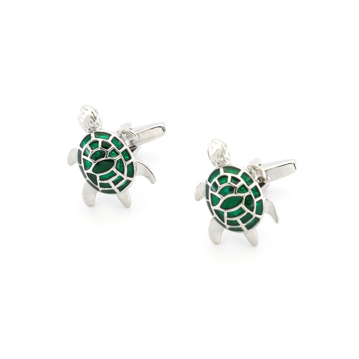 yf-turtle-cuff-links-for-men-tortoise-design-quality-brass-material-green-color-cufflinks-wholesale-retail