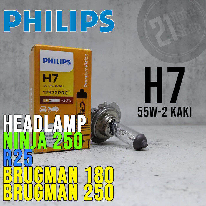 Bohlam Lampu Depan Motor Philips H7 55W 2 Kaki R25 Ninja 250 Brugman ...