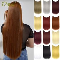 Straight Hair Extensions No Clip Invisible Fishing Synthetic Hairpiece Woman Artificial Gold Wig