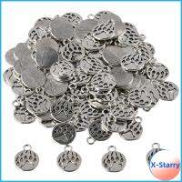 X-STARRY 100Pcs 0.71x 0.58นิ้ว จี้รูปอุ้งเท้าหมี โลหะผสมอัลลอยด์ รูปร่างอุ้งเท้าหมี เครื่องรางโลหะกลวงขนาดเล็ก อุปกรณ์เสริมที่มีประโยชน์ จี้รอยเท้าสัตว์อัลลอย สาวๆ