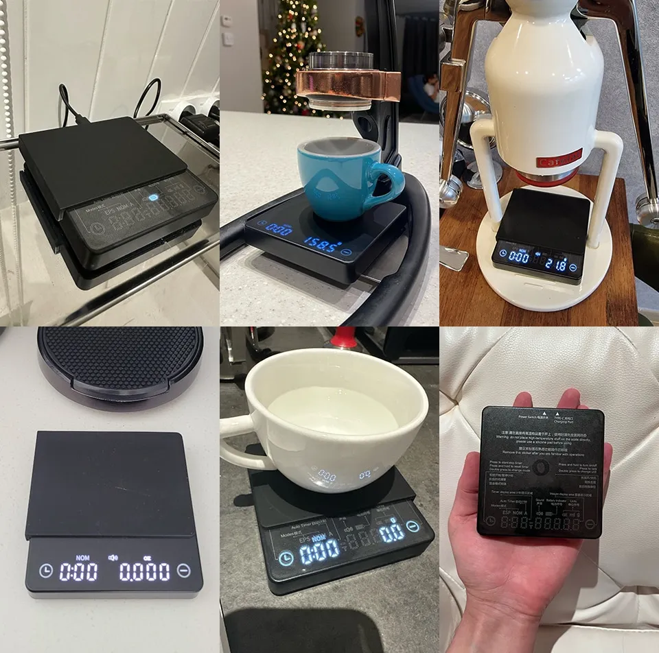 Tiny2S Digital Coffee Scale Espresso scale with timer SearchPean Mini Smart  Kitchen Scale Weight Precision USB 2kg/0.1g Gift