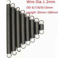 【LZ】 2pcs Wire Diameter 1.2mm Spring Steel Extension Springs Expanding Spring Length 30mm-180mm Out Diameter 6/7/8/9/10mm