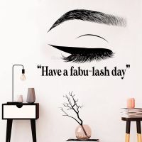 (สติ๊กเกอร์และรูปลอกผนัง) Megiliki Fabulash Hari Huruf Stiker Ding Bulu Mata Studio Jendela Vinil Stiker Salon Kecantikan Bulu Mata Interior Dekora