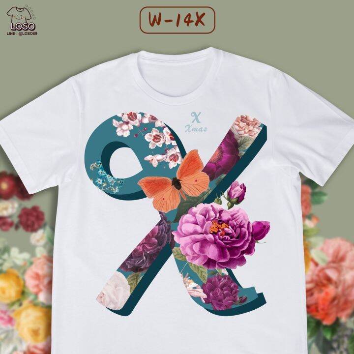 เสื้อลายตัวอักษร-abc-blossom-ดอกไม้-v-w-x