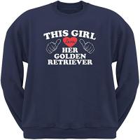 This Girl Loves Her Golden Retriever Navy Adult Crew Neck Sweatshirt