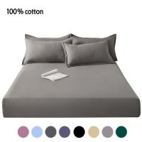 1 pcs 100% Cotton Fitted Sheet with Elastic Bands Non Slip Adjustable Mattress Covers for Single King Queen Bed 140/160/200cm