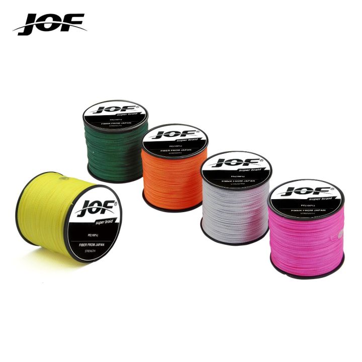 JOF Fishing Line 8 Strands Fluorescent Yellow 300M 8-80LB Level Braided  Lines Abrasion Resistant Zero Stretch