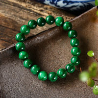 ธรรมชาติสีเขียวหยกลูกปัดกำไลข้อมือสร้อยข้อมือเสน่ห์ Jadeite เครื่องประดับแฟชั่นอุปกรณ์มือแกะสลักพระเครื่องของขวัญสำหรับผู้หญิงผู้ชาย