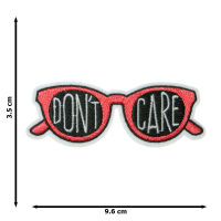 JPatch - (DONT CARE) แว่นตา กันแดด แฟชั่น สีชมพู ตัวรีดติดเสื้อ อาร์มรีด อาร์มปัก มีกาวในตัว การ์ตูนสุดน่ารัก งาน DIY Embroidered Iron/Sew on Patches