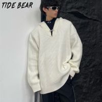 TIDE BEAR เสื้อกันหนาวแบบถักสไตล์ตามท้องถนนโบราณสำหรับผู้หญิงและผู้ชาย