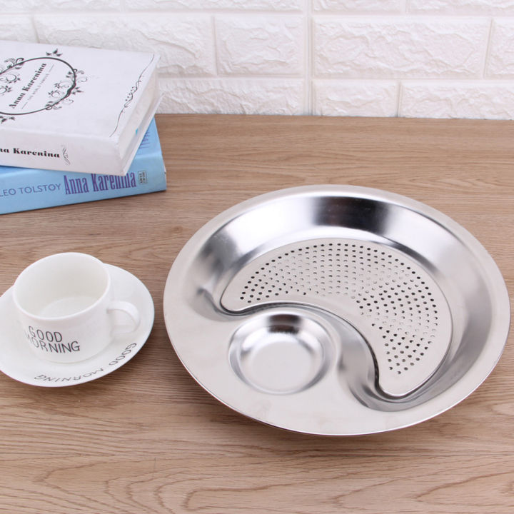 stainless-steel-dumplings-plate-with-dipping-saucer-double-layer-draining-dinner-plates-serving-dish