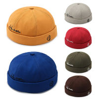 Vintage Brimless Men HatMen Docker Hat Letter Embroidery Dome Hat adjustable Summer Hat R Women Men Hip Hop Bonnet Beanies