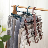 Stainless Steel escopic Folding Multi-Layer Pants Rack Pants Hanger Household Magic Pants Clip Wardrobe Storage Rack