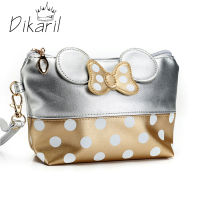 Dikaril Cosmetic Bag Cartoon Bow Makeup Case Women Zipper Hand Holding Make Up Handbag Organizer Storage Pouch Toiletry Wash Bag