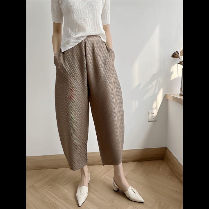 Miyake Pleated Pants Women's 2023 New Stretch Fabric Banana Pants