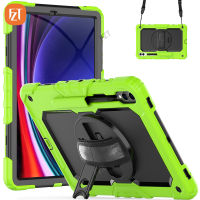 【พร้อมฟิล์มหน้าจอ】 Casing Tablet หรูสำหรับซัมซุงกาแล็กซีแท็บ S9Plus 12.4 "(2023) / SM-X810 X818 X816ปลอกซิลิกอน TPU และ PC นิ่มมีขาตั้งในตัว + Tali Bahu + สายรัดข้อมือ