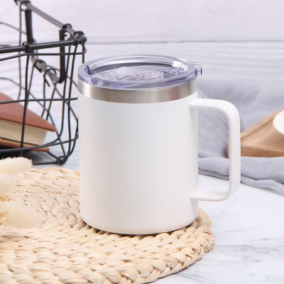 12oz14oz Stainless Steel Vacuum Flask Beer Cooler Mug Creative Office Tea Cup with Handle Desktop Cup