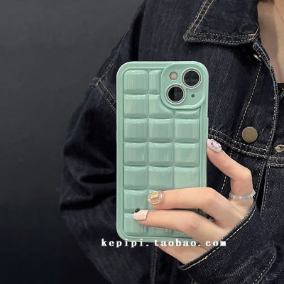 Ins Summer Mint Green Flash Powder เคสโทรศัพท์สำหรับ iPhone13ProMax Stereo Ice Grip เคสโทรศัพท์สำหรับ iPhone12 ซิลิโคนใสสำหรับ iPhone11 เคสโทรศัพท์แฟชั่นน่ารักสำหรับ iPhone XS