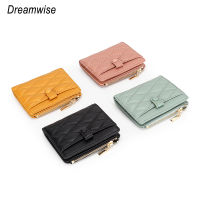 Dreamwise กระเป๋าสตางค์แบบสั้นหนังแกะสำหรับผู้หญิง,เคสใส่การ์ด Lingge หนังแท้แบบสองในหนึ่งเดียวเคสใส่เหรียญ