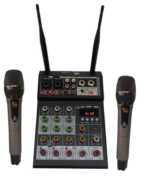 lx-428-มิกซ์เซอร์-ไมค์ลอย-mixer-ปรับแต่งเสียง-2-ช่อง-effectแท้