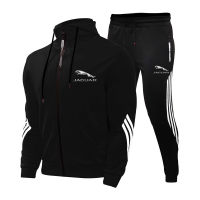 Spring Autumn New Jaguar Logo Hooded Sports Suit Mens Brand Design High-end Stitching Baseball Uniform Zipper Two-piece Set