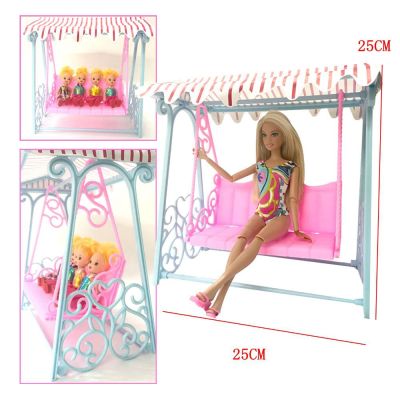 1ชุดตุ๊กตาเจ้าหญิงสีชมพูชิงช้าในสวนน่ารักสำหรับ Barbie เฟอร์นิเจอร์เพลย์เฮาส์ตุ๊กตา Kurhn ของเล่นสำหรับของเล่นเด็ก