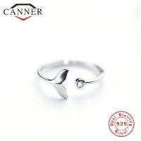 CANNER Silver Color Adjustable Mermaid Tail Open Ring Simple Lovely Fashion Wedding Party Jewelry Rings for Women Girls Gifts