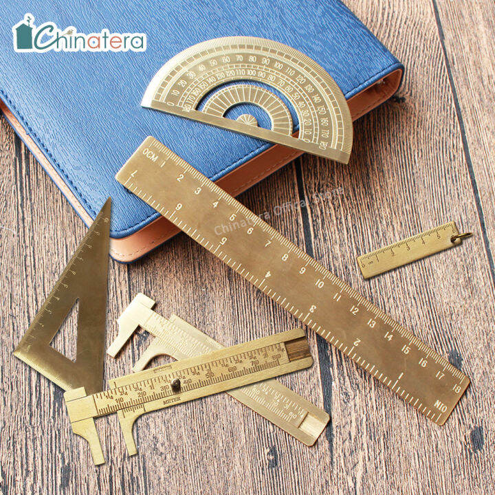 [Chinatera] Vintage Mini Brass Caliper Triangle Ruler Semicircular ...