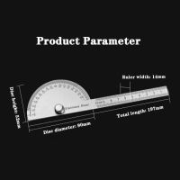 ไม้บรรทัดวัดมุมโลหะ180โปรแทรคเตอร์องศาไม้บรรทัดมุม Goniometer เครื่องมืองานไม้แบบหมุนได้สแตนเลส100/150ไม้บรรทัดวัดมุม