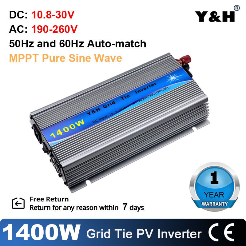 Y&H 600W Grid Tie Inverter Stackable DC11-32V Input AC230V MPPT Pure Sine Wave Micro Inverter fit for 12V Solar Panel/24V Battery 
