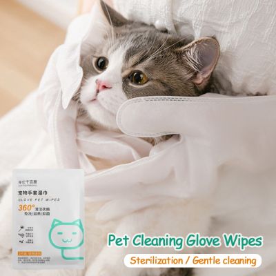 Sarung Tangan Tisu Sekali Pakai Hewan Peliharaan Tisu Mandi Kucing Perlengkapan Lap Cuci Anjing Pembersih Rambut Anjing untuk Rumah atau Perjalanan Aksesori Hewan Peliharaan
