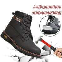 CODdsfrteryewe Safety shoesรองเท้าเซฟตี้ รองเท้าเซฟตี้หัวเหล็กหุ้มข้อ งานหนังออยล์แท้ งานสวย งานละเอียดwork shoes Size37-46