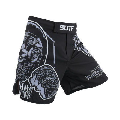 SOTF MMA Black Geometry Fighting Soft Shell Printing Letter Tiger Muay Thai Kickboxing Boxing Clothing Muaythai Shorts Sanda mma
