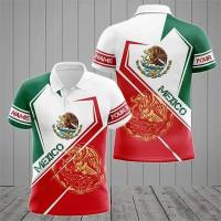 2023 new arrive- Customized Mexico gold coat of arms 3D all over print polo shirt