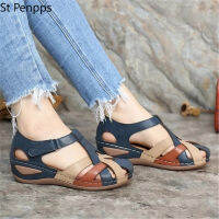 Women Plus Size Summer Sandals Round Head Wedges Sandals Casual Women Non-slip Sandals Hoop And Loop Gladiator Shoes