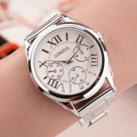 New Brand 3 Eyes Silver Geneva Casual Quartz Watch Women Stainless Steel Dress Watches Relogio Feminino Ladies Clock Hot Sale