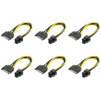 6Pin พลังงาน PCI ไปยังสายเคเบิลเอสเอทีเอสเอ็กซ์เพรส SATA สายกราฟิก15Pin 15Pin HOT-6PCS อุปกรณ์เสริมทีวีสายอะแดปเตอร์