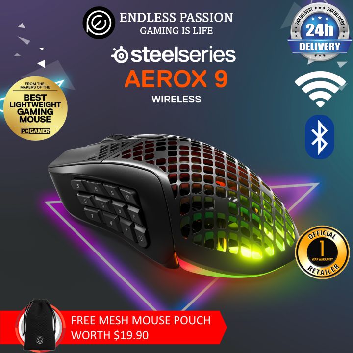SteelSeries Aerox Wireless Gaming Mouse ゲーミングマウス QcK Large セット ゲーミング マウス マウスパッド 無線 ワイヤレス 2.4GHz bluetooth ブルートゥース 黒 ブラック バックライト PC mac Xbox Windows Chromebook スティールシリーズ