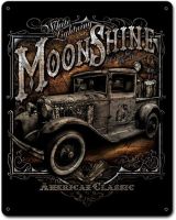 สำหรับห้องนั่งเล่นงานศิลปะสำหรับตกแต่งผนังป้ายโลหะดีบุกรถ Moonshine ขนาด8X12นิ้วป้ายบาร์กาแฟแนววินเทจของตกแต่งของขวัญการตกแต่งบ้าน