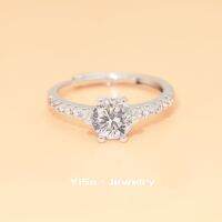 [COD] Cross-border and best-selling light luxury simulation Moissanite six-claw diamond ring female high-end adjustable row