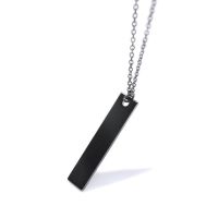 New Black Silver Rectangle Pendant Necklace Men Trendy Simple Stainless Steel Chain Men Necklace Jewelry Gift Collier Femme Choker