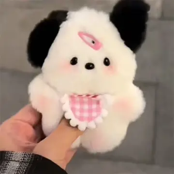 Panda bag charm Pom Pom Keychain Black Fluffy cute kawaii New Gift
