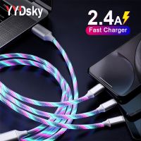 [3C electronic digital] YYDsky 3 In 1เรืองแสงไหลสายชาร์จ Micro USB Type C เคเบิ้ลไฟ LED โทรศัพท์มือถือชาร์จลวดสำหรับ iPhone 13 Xiaomi 11