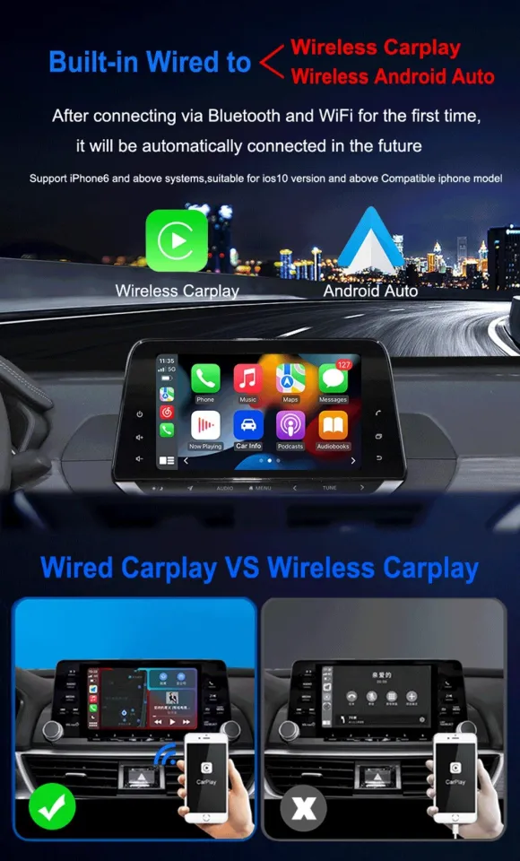  Adaptador inalámbrico 2 en 1 para Apple CarPlay y Android Auto,  adaptador inalámbrico AA inalámbrico Carplay de 5.8 GHz para Apple Carplay  y Android con cable para convertir con cable a