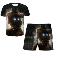 nd Five Night At Freddy Suits Cartoon Clothing Baby Boy Summer Clothes T-shirt+shorts Baby Girl Casual Clothing Sets 4-14Year