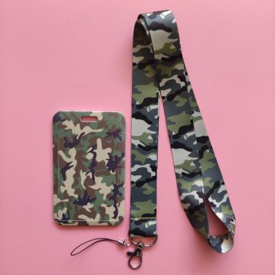 Penutup Kartu Nama Lanyard Hijau Camo Tempat Kartu ID Pelajar Bus Casing Kartu Kunjungi Pintu Identitas Lencana Hadiah Natal